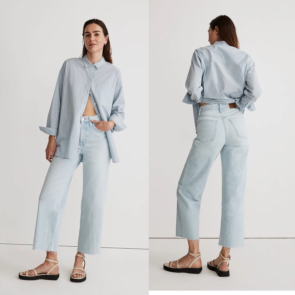 New Madewell Petite Perfect Vintage Wide-Leg Crop Jean light Ward wash size 28P